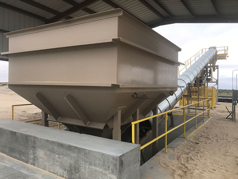 Hoppers, belt conveyors, and other equipment installed at plant - Kase Conveyors